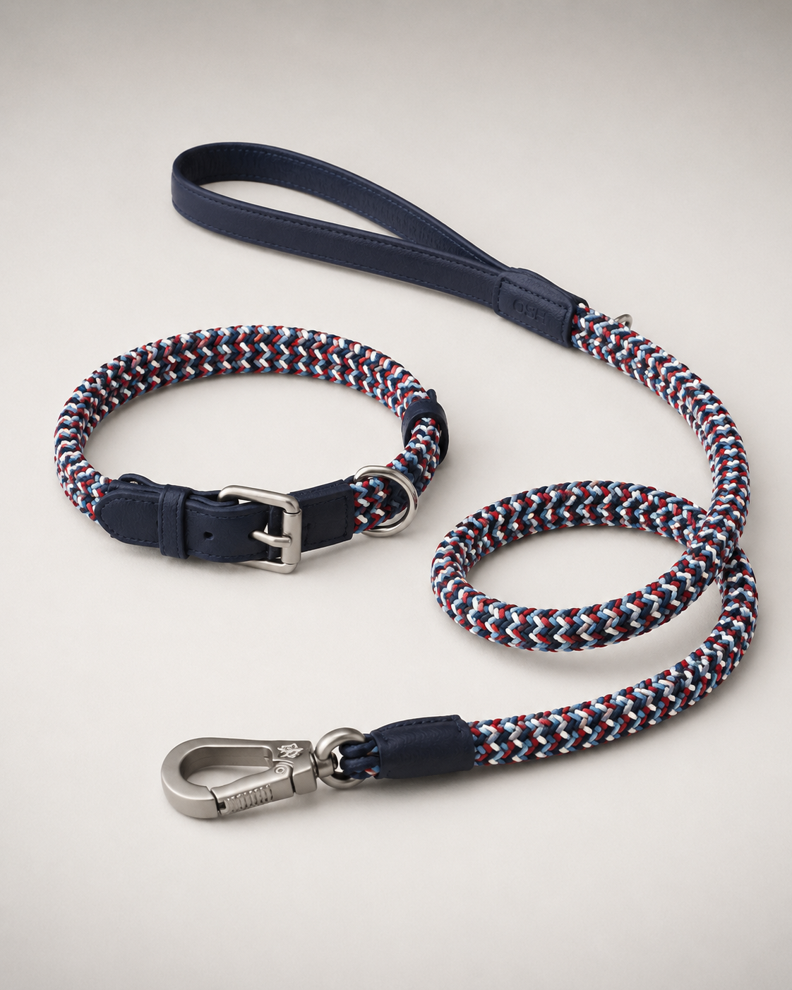 Braided dog collar & leash — Blueberry Swirl