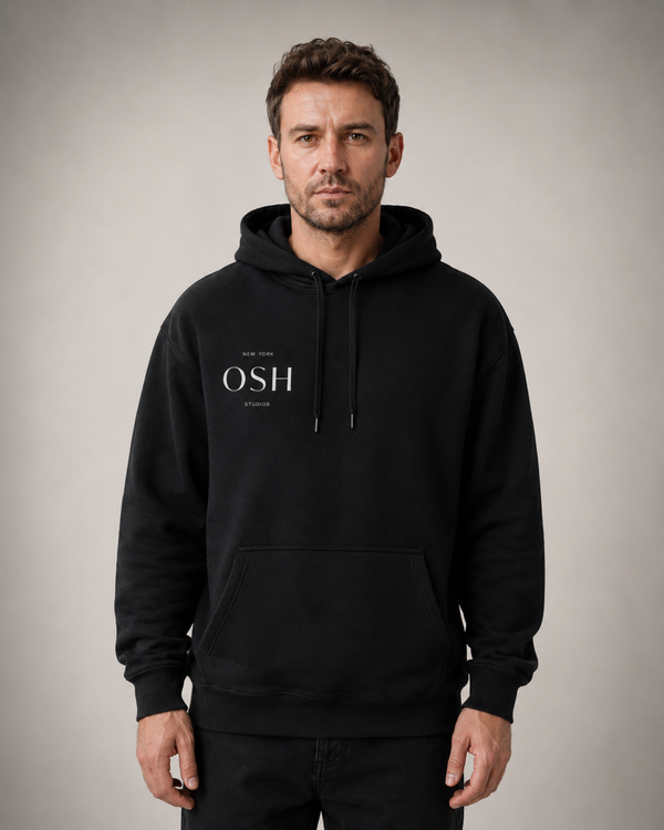 Drop-shoulder fleece hoodie
