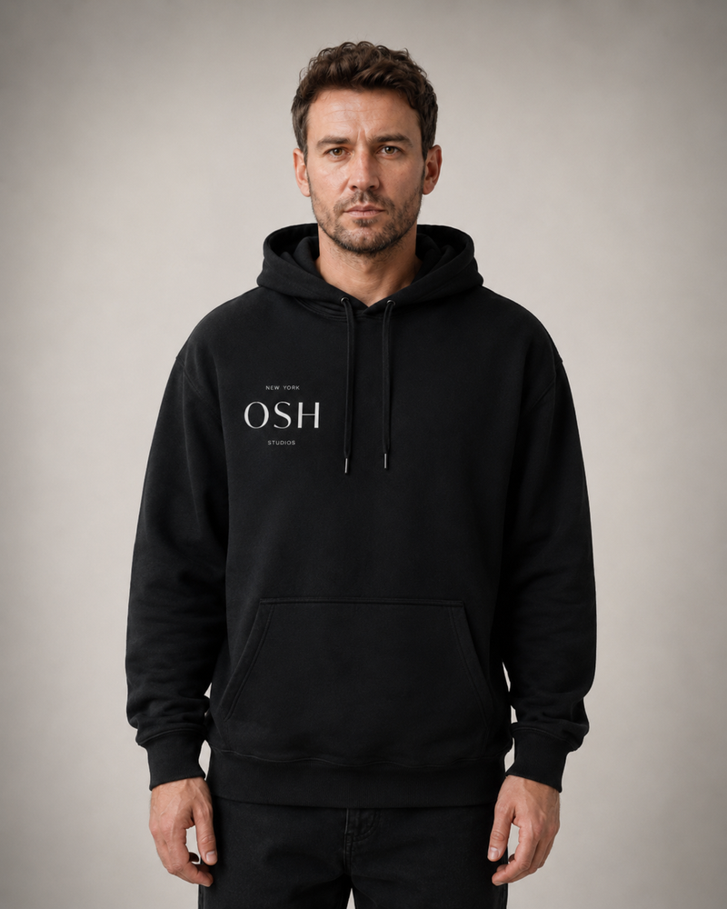 Drop-shoulder fleece hoodie