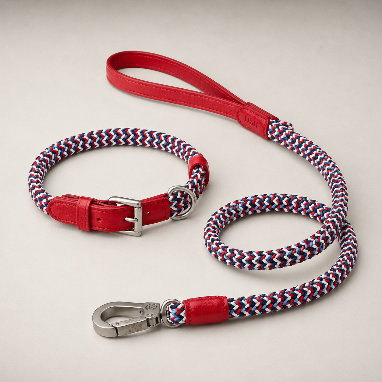 Braided dog collar & leash — French Nautica