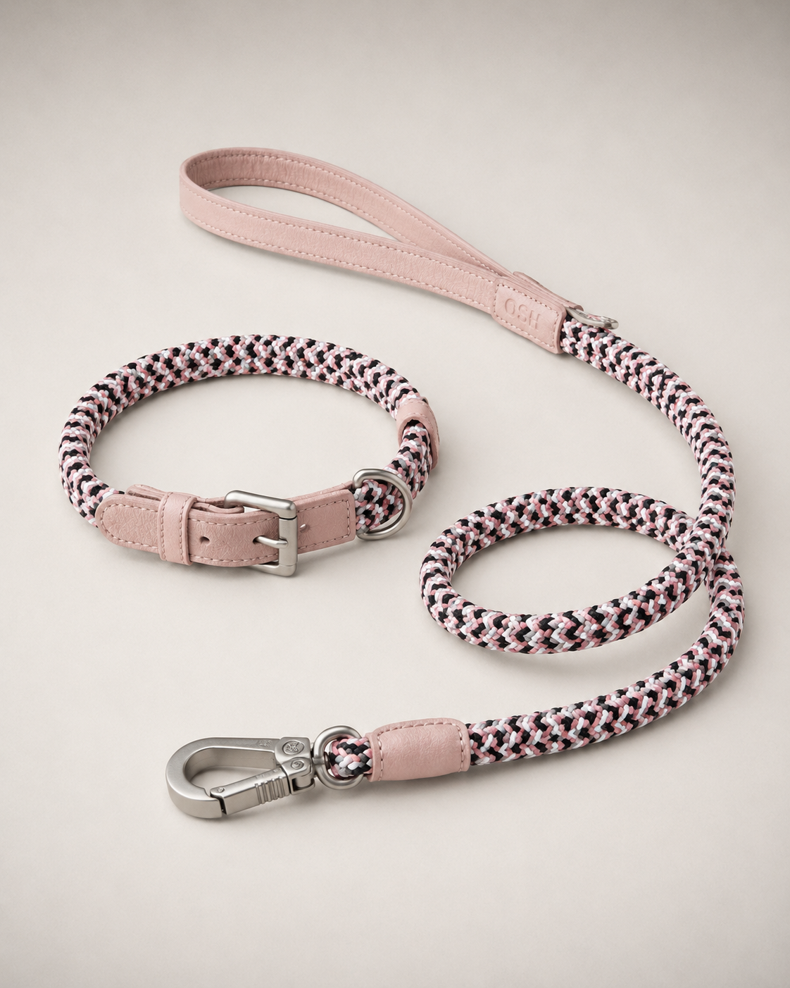 Braided dog collar & leash — Chloe
