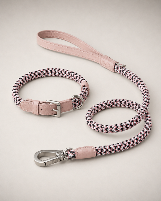 Braided dog collar & leash — Chloe