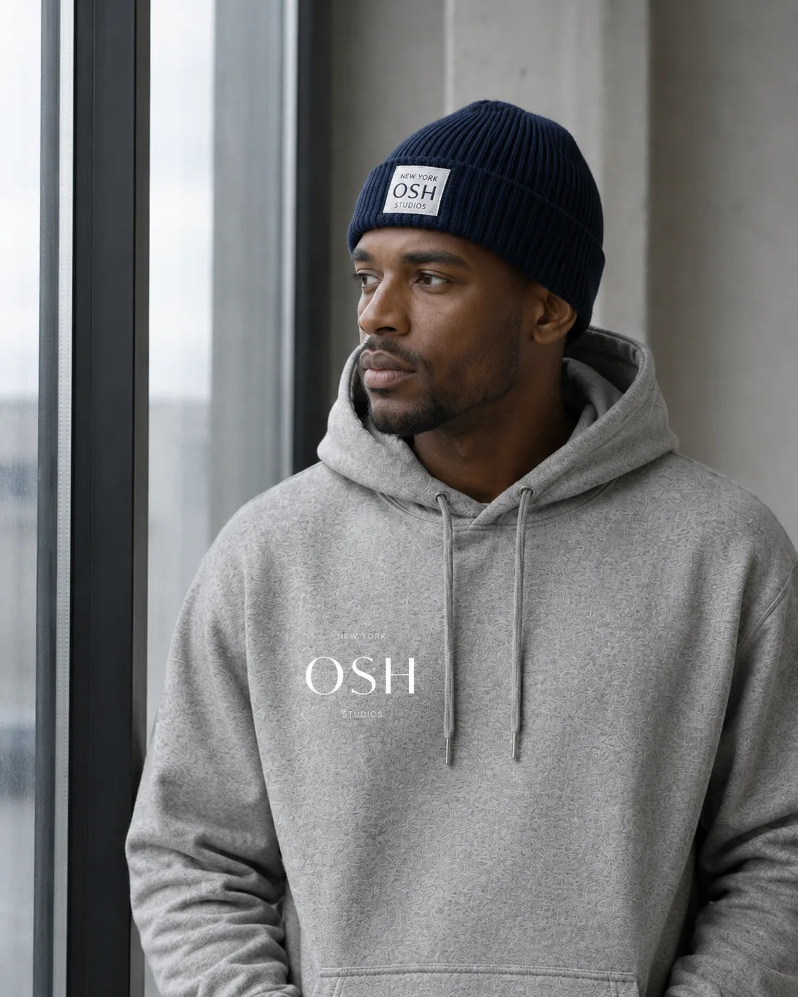 Chunky rib-knit beanie — worn