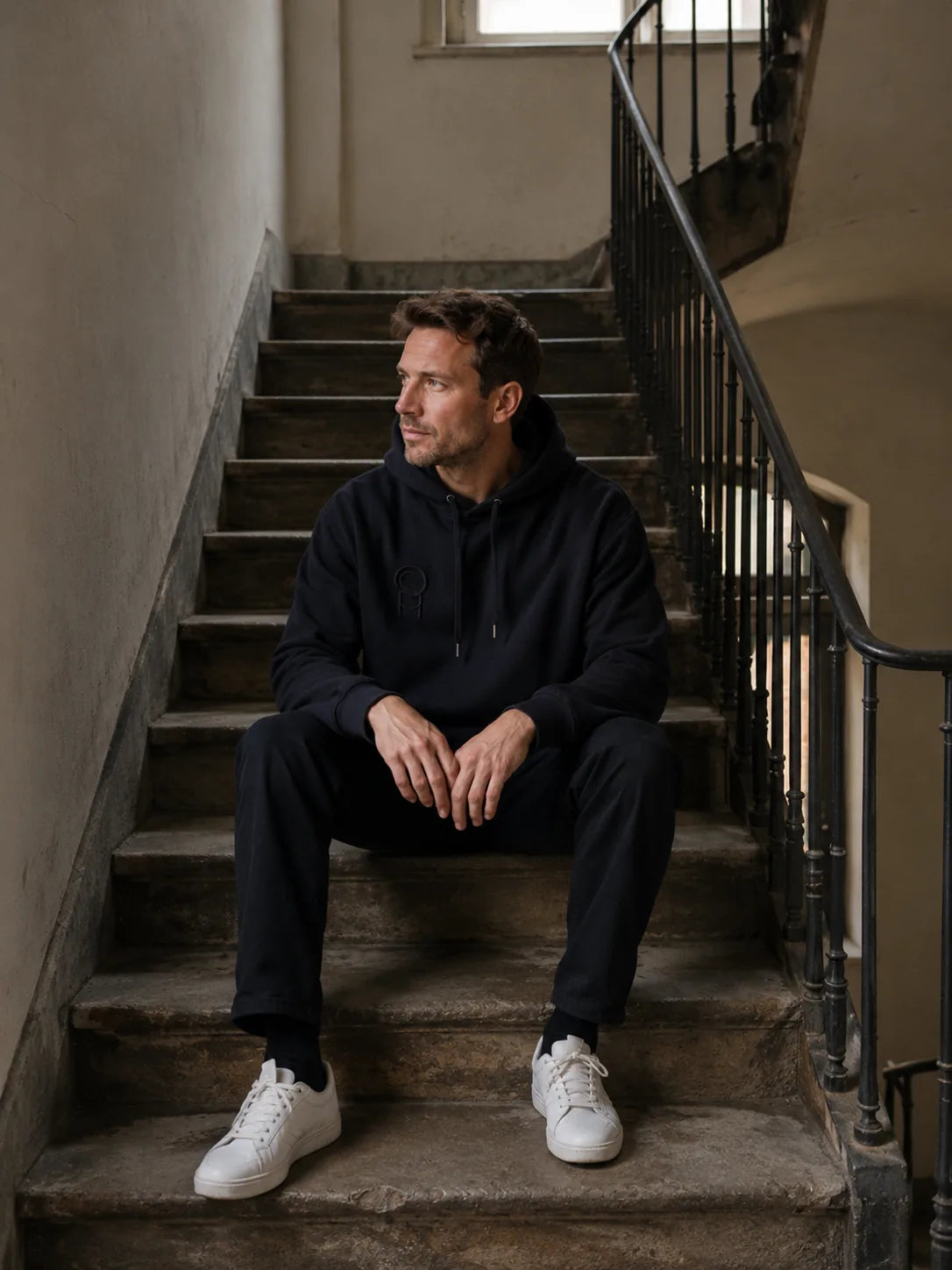 Heavyweight cross-grain hoodie — worn