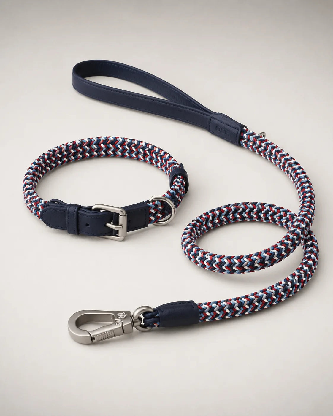 Braided dog collar & leash — Blueberry Swirl
