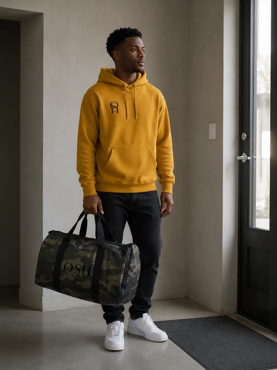 Forest camo duffle — worn