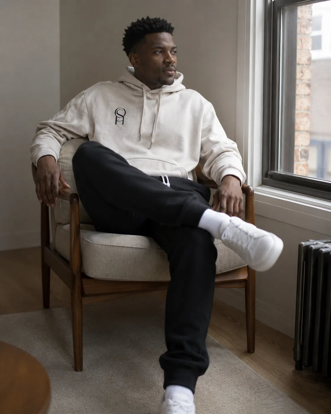 Cotton-blend joggers — worn