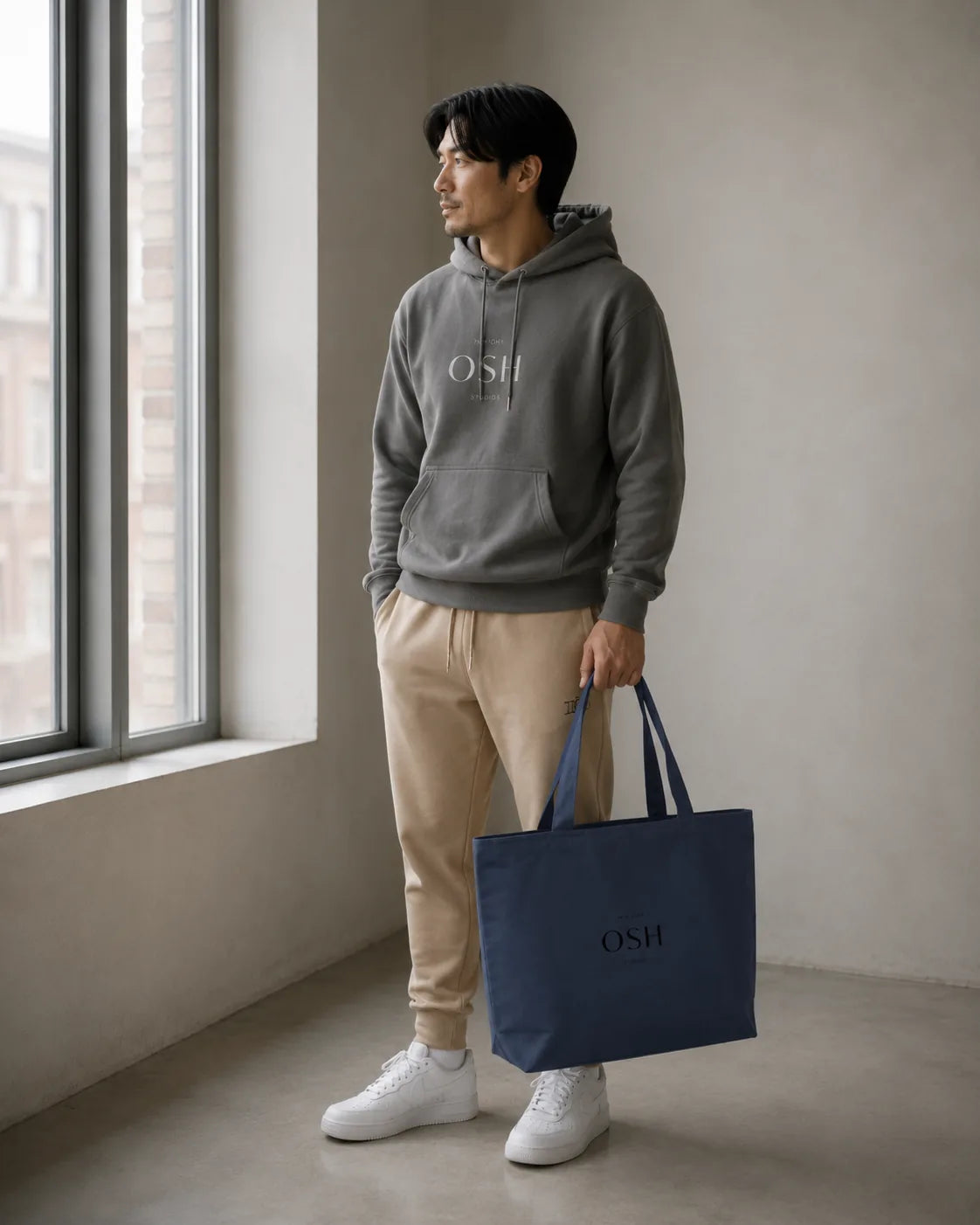 Zippered canvas tote — worn