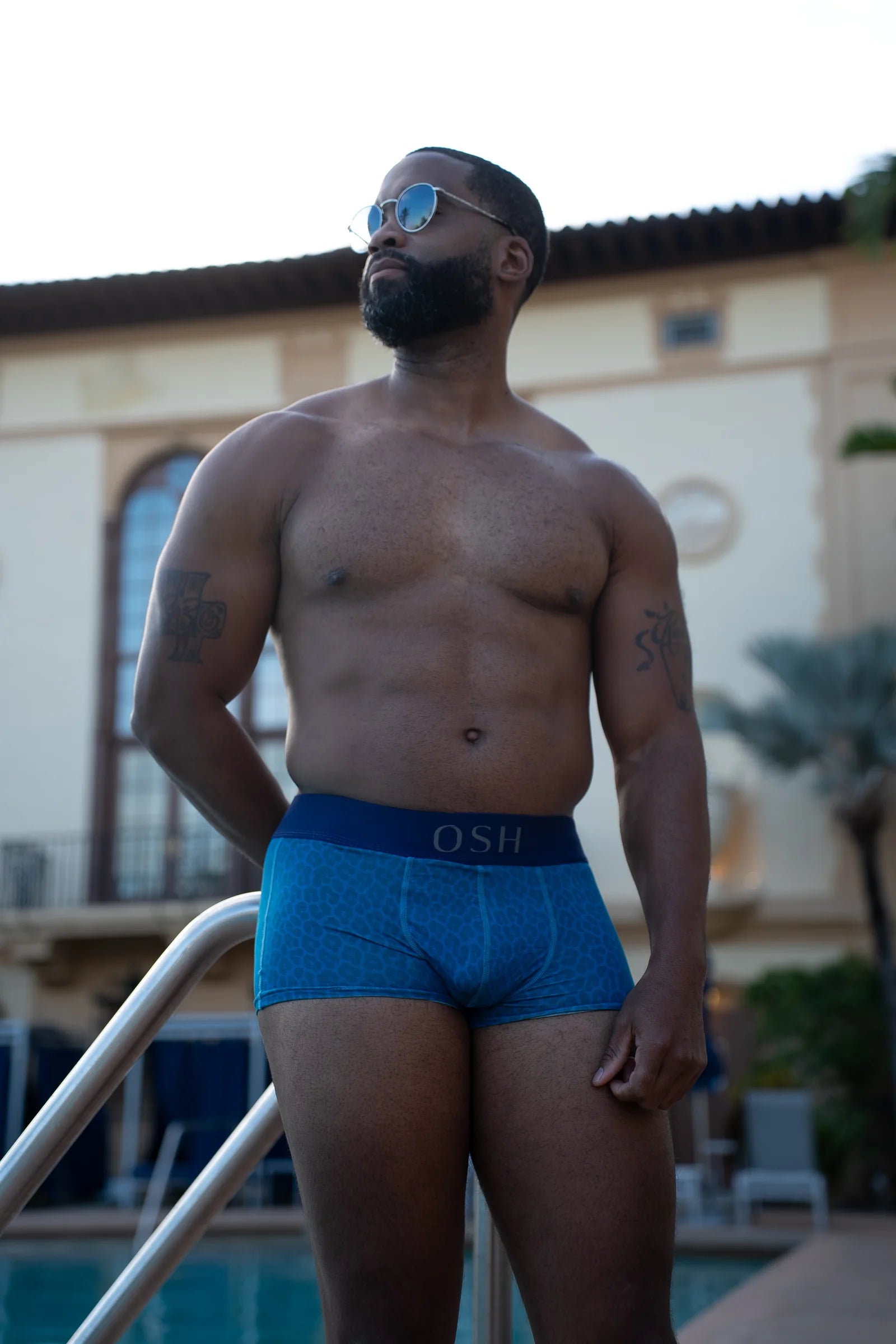 Boxer brief — blue leopard — worn